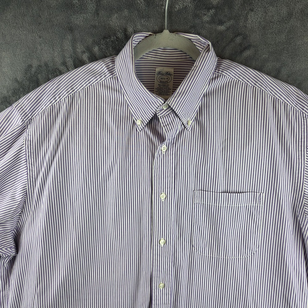 VTG Brooks Brothers Makers Purple Striped Dress Shirt Men's 16.5 USA Made